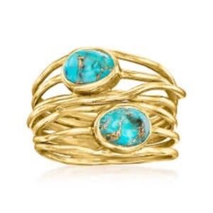 Gold and turquiose ring.  18k gold over sterling, genuine turquoise